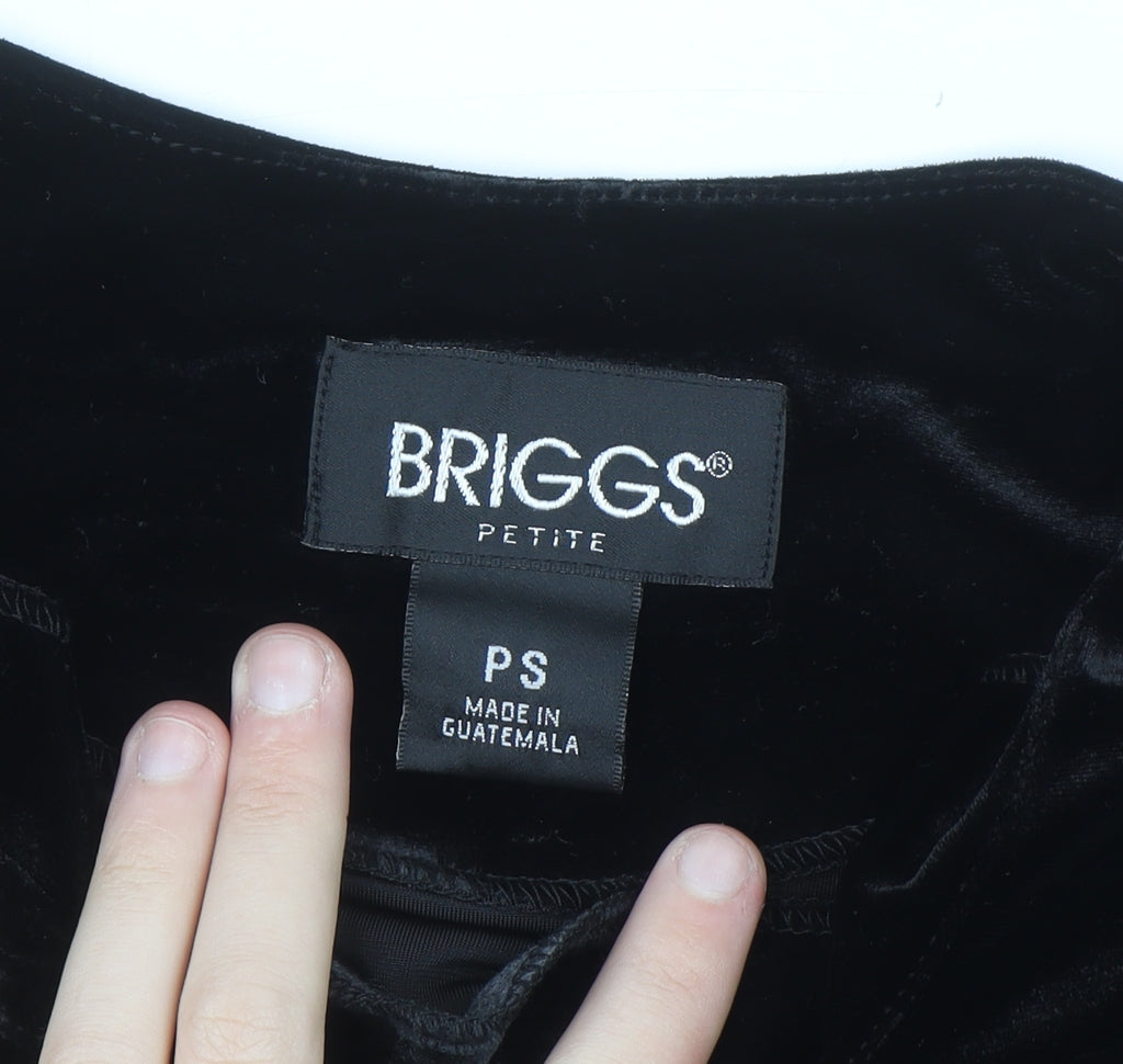 Briggs Women’s Black Petite Velvet Long Sleeve Blouse Size S