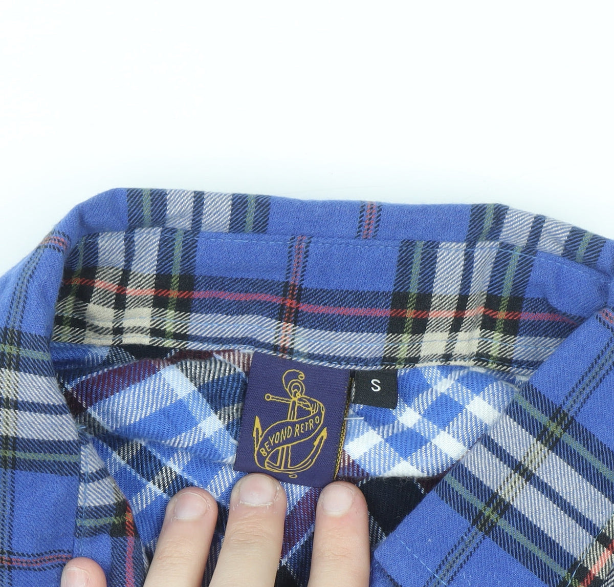 Vintage Men's Blue Plaid Flannel Button-Up Shirt S
