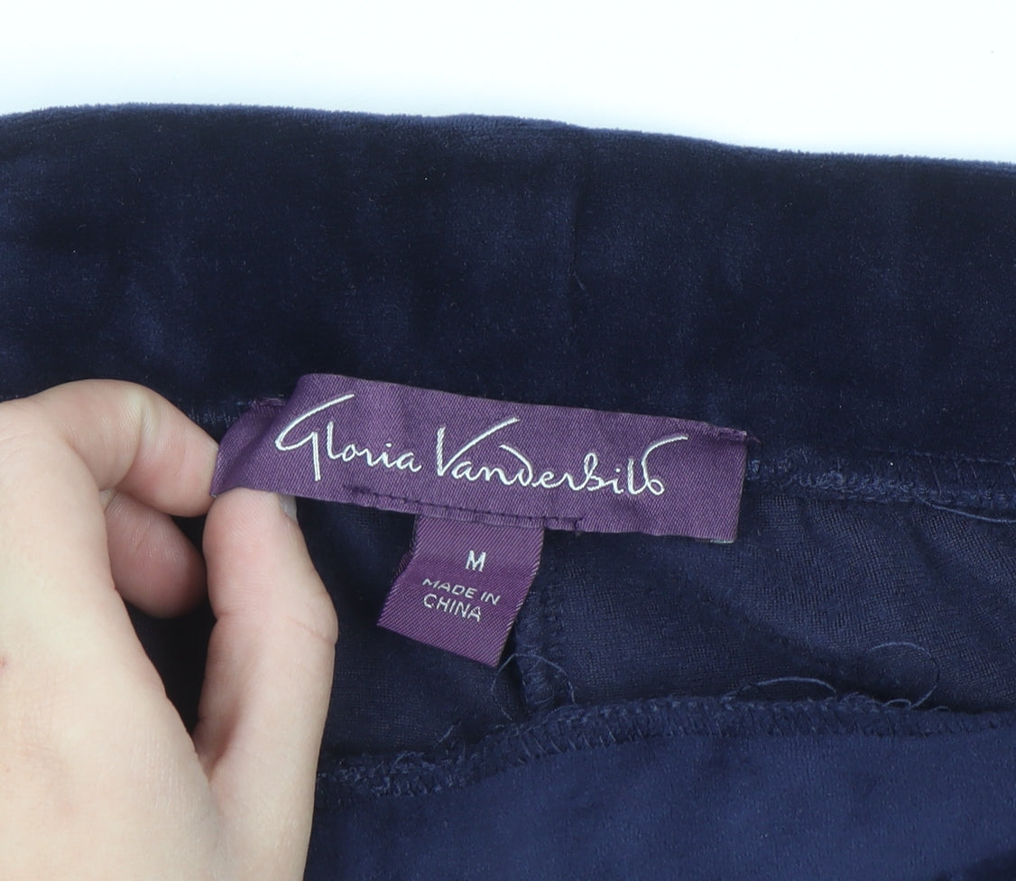Gloria Vanderbilt Women's Blue Velour Straight Leg Sweatpants M