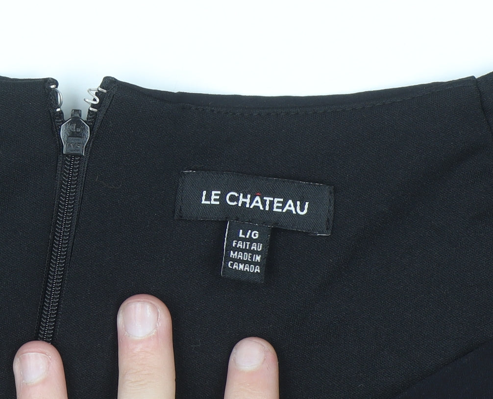 Le Chateau Women Black L Bodycon Ruched Short Dress