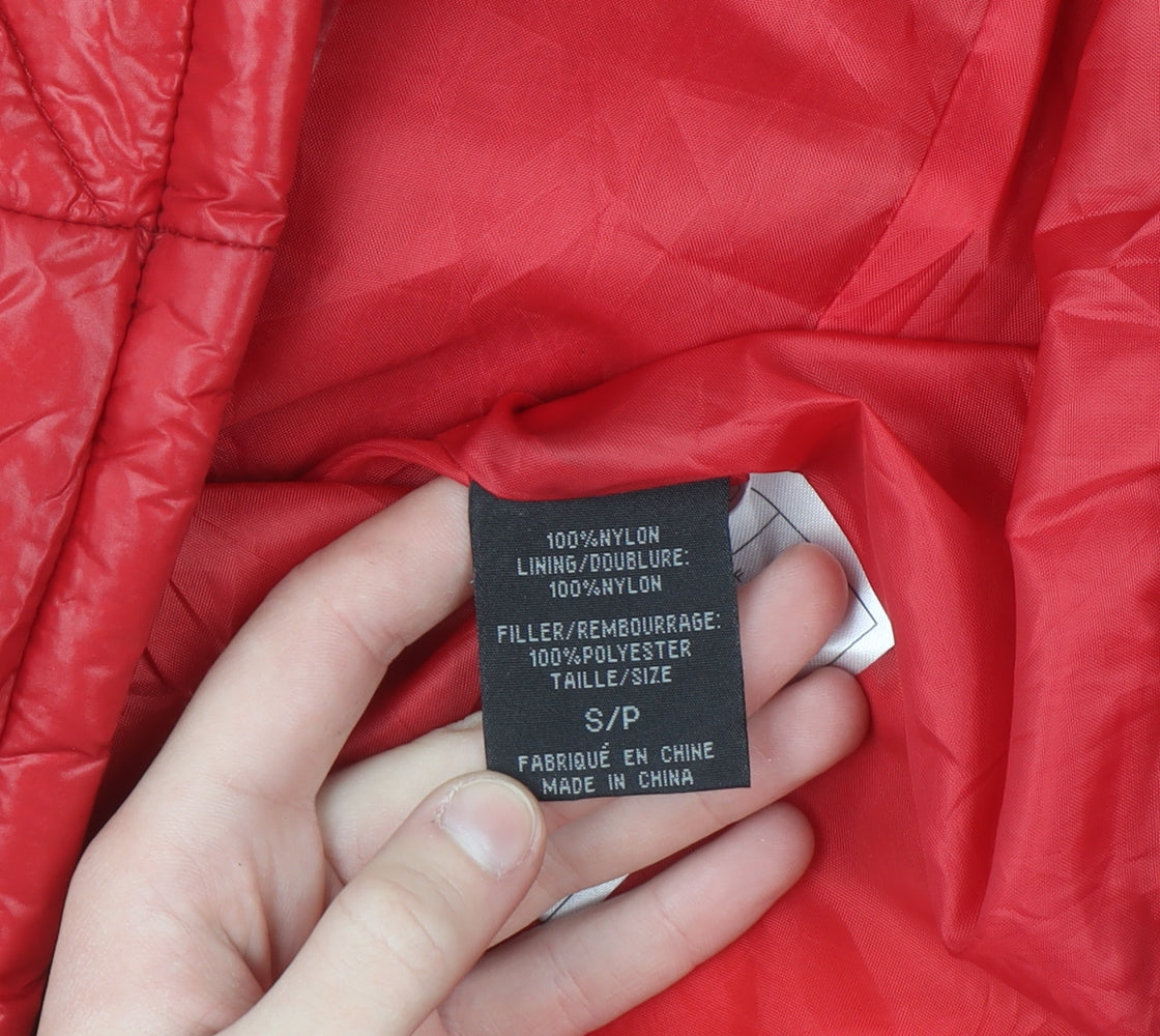 Suzy Shier Women Red Puffer Jacket S Quilted Lightweight Zip Up