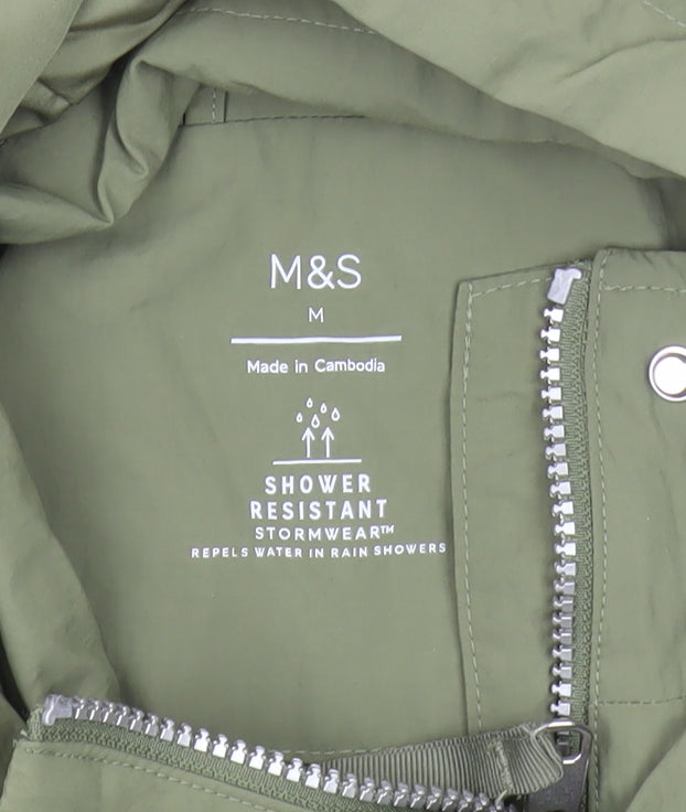 Marks and Spencer Men's Green M Hooded Rain Coat Water Resistant