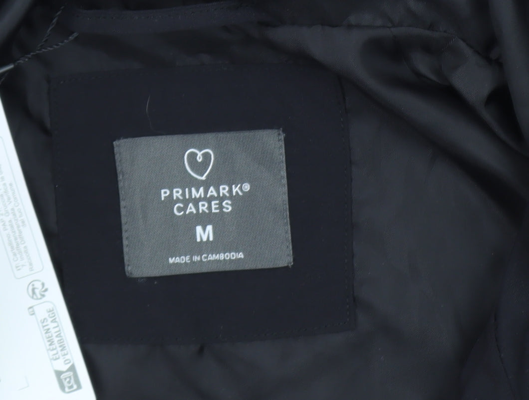 Primark Men’s Black Hooded Parka Coat M Long Polyester Winter Casual