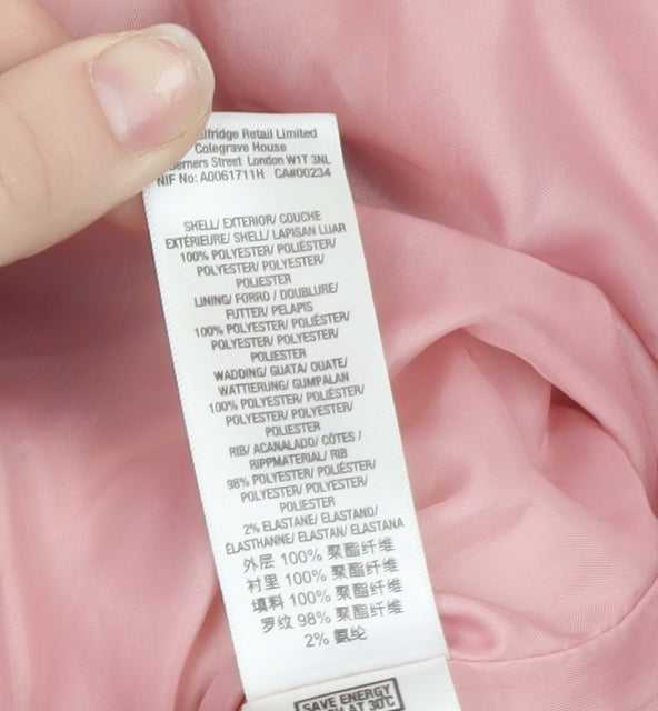 Miss Selfridge Women's Pink Puffer Jacket UK 8 Lightweight