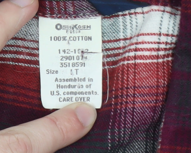 OshKosh B’gosh Men’s Red Plaid Flannel Button-Up Shirt M