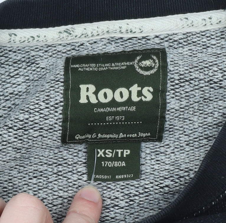 Roots Men's Black XS Pullover Sweatshirt Logo Knit Classic