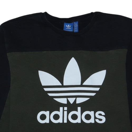 adidas Mens Green Large Pullover Logo Sweatshirt Crew Neck