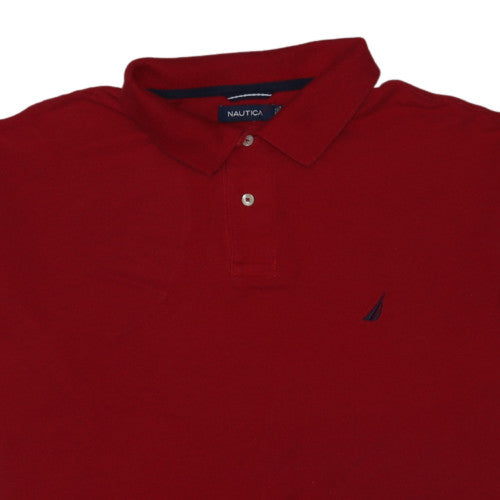 Nautica Men's Red Cotton Short Sleeve Polo Shirt XL
