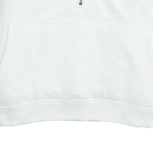 Tommy Hilfiger Womens White Faux Fur Lined Half Zip Hoodie Size L