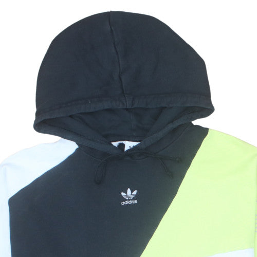 Adidas Womens Black Colourblock Hoodie Size 10 Cotton Pullover
