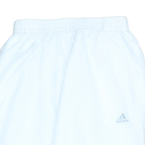 adidas Mens White Jogger Trousers Size M Elastic Waist Quick Dry