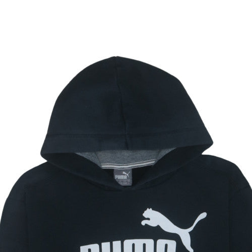Puma Men Black Pullover Hoodie L Fleece Logo Sportswear
