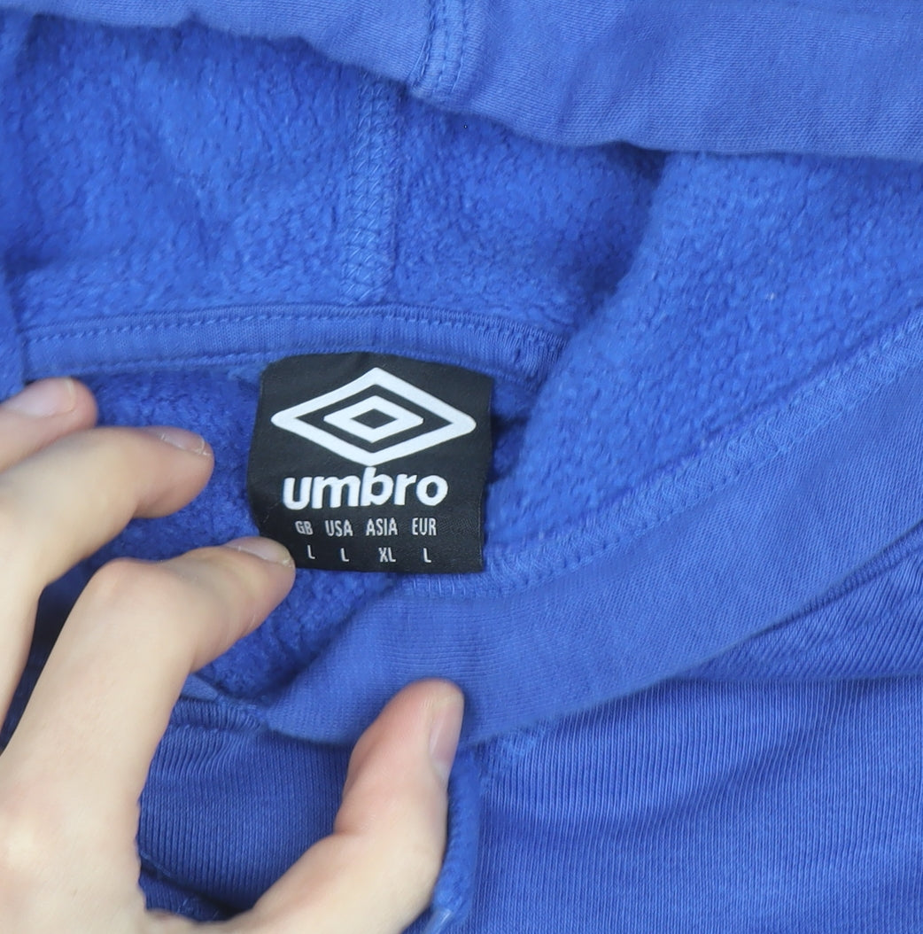 Umbro Men Blue Huddersfield Pullover Hoodie L Graphic Sportswear