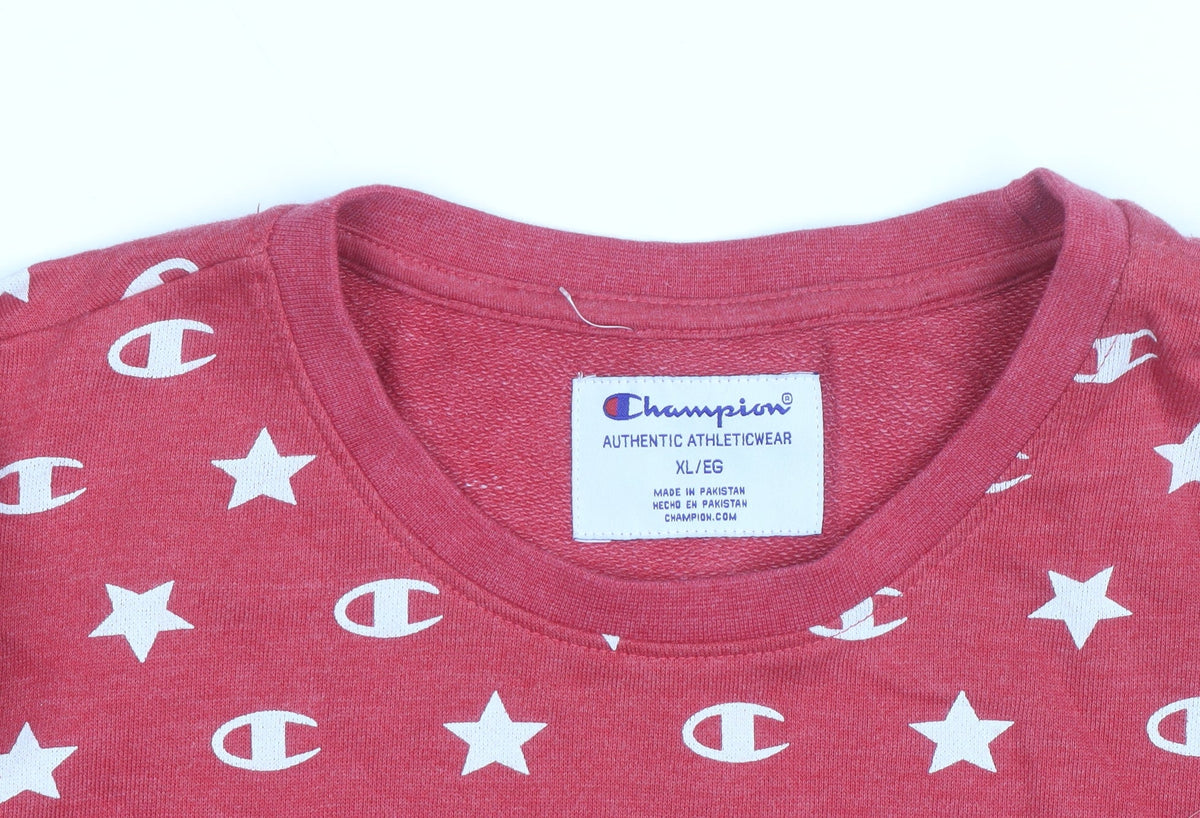 Champion Womens Red Star Logo Long Sleeve Pullover Sweatshirt XL