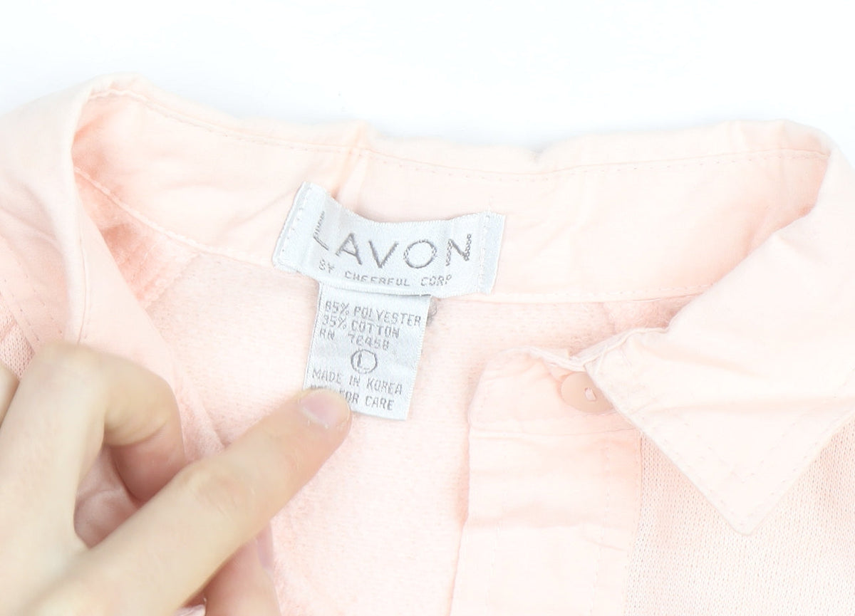 Lavon Womens Pink Collared Henley Knit Jumper Size S Vintage