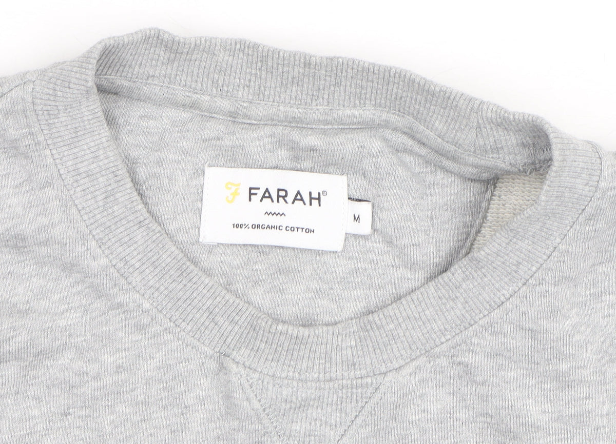 Farah Men's Grey Crew Neck Cotton Sweatshirt M Classic Fit