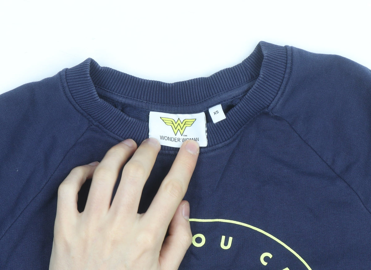 Wonder Woman Unisex Blue XS Pullover Sweatshirt Graphic Logo