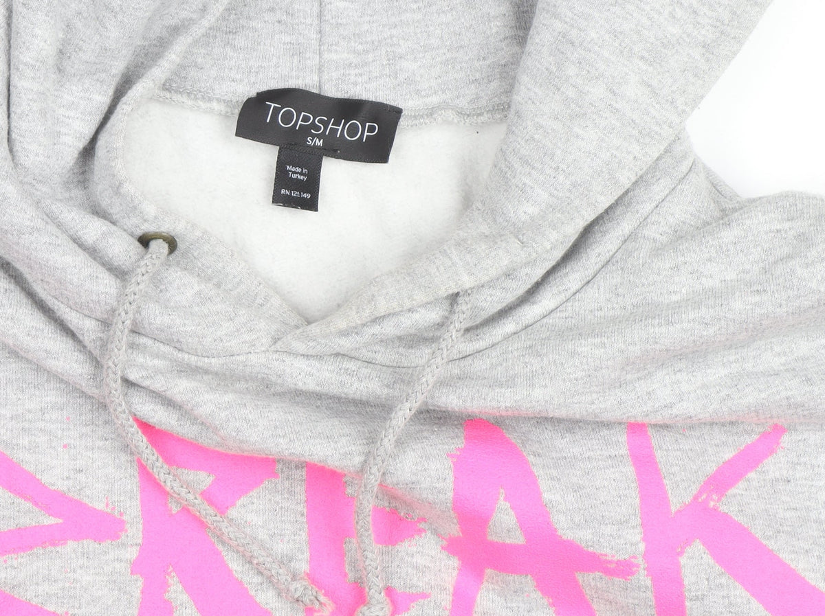 Topshop Women Grey 'Break The Rules' Pullover Hoodie Size S/M