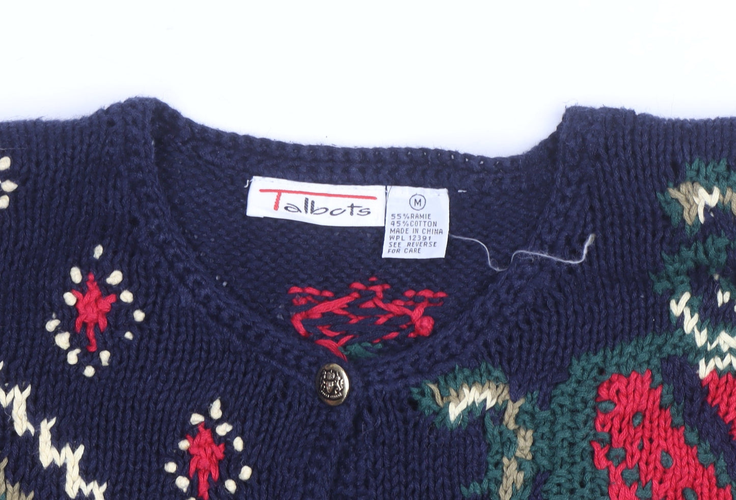 Talbots Unisex Multicoloured Knit Cardigan M Retro Winter Jumper