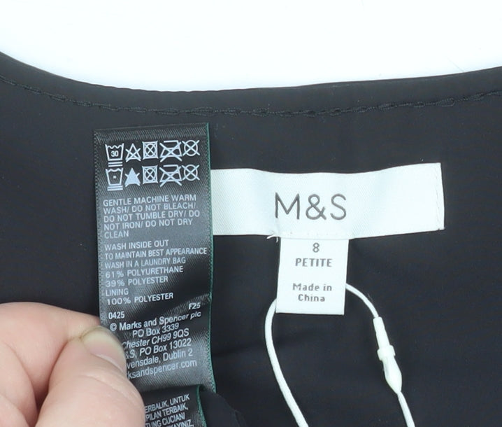 Marks and Spencer Women's Black Petite Size 8 Studded Faux Leather Shift Dress