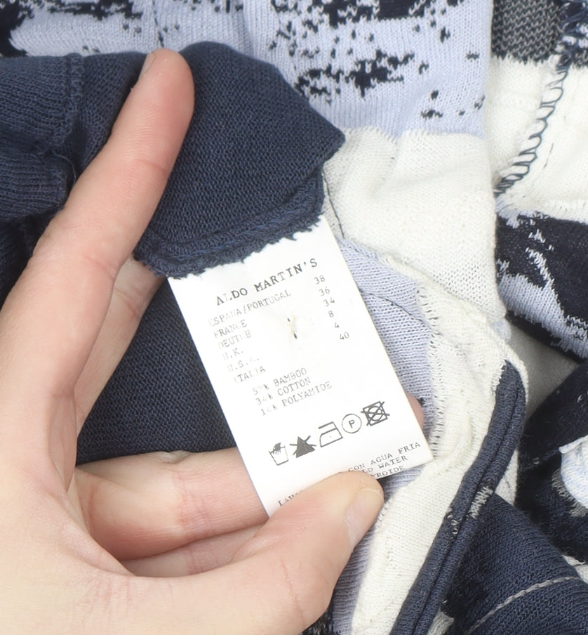 Aldo Martin’s Women Blue Striped Collared Cardigan Size 8