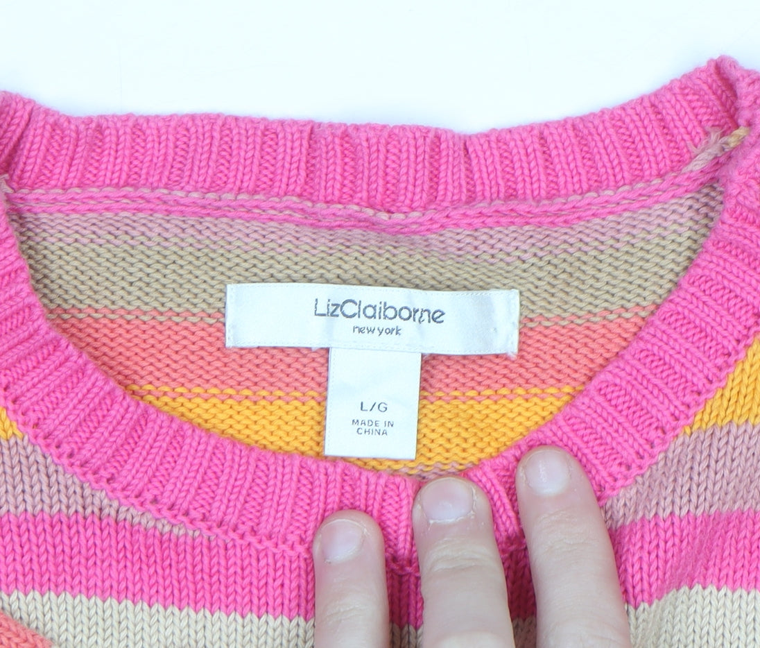 Liz Claiborne Women’s Multicoloured Striped Cotton Jumper L