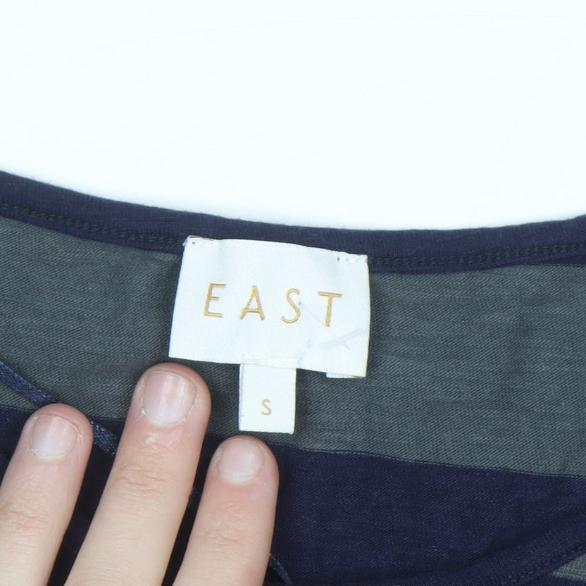 East Women's Blue Striped Cotton Long Sleeve T-Shirt Size S