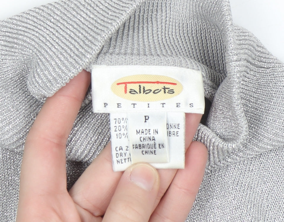 Talbots Women’s Silver Mock Neck Silk Blend Petite Jumper Size S