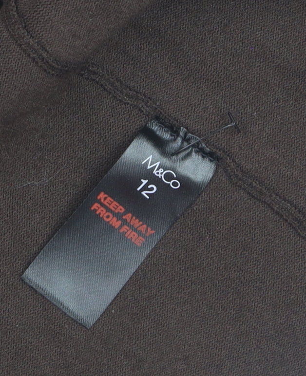 M&Co Women Brown Size 12 Open Front Long Sleeve Cardigan