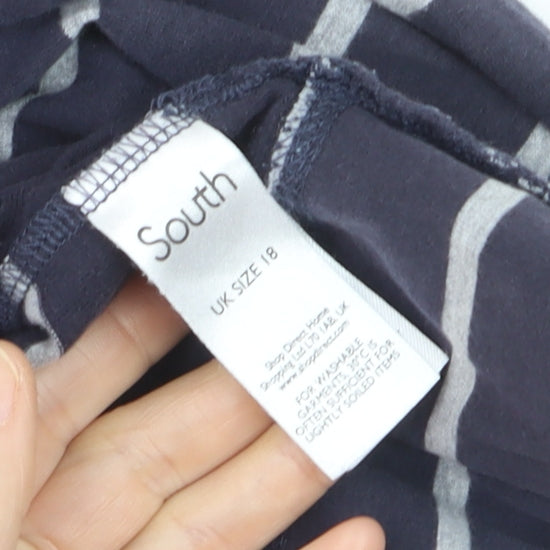 South Womens Navy Striped Pullover Hoodie Size 18 Cotton Blend