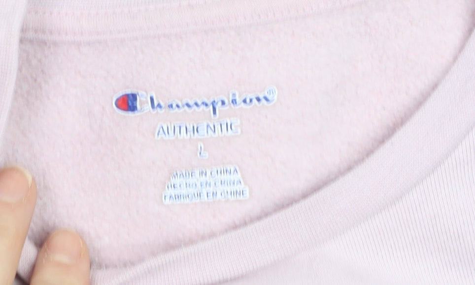 Champion Women's Pink Logo Pullover Sweatshirt Size L