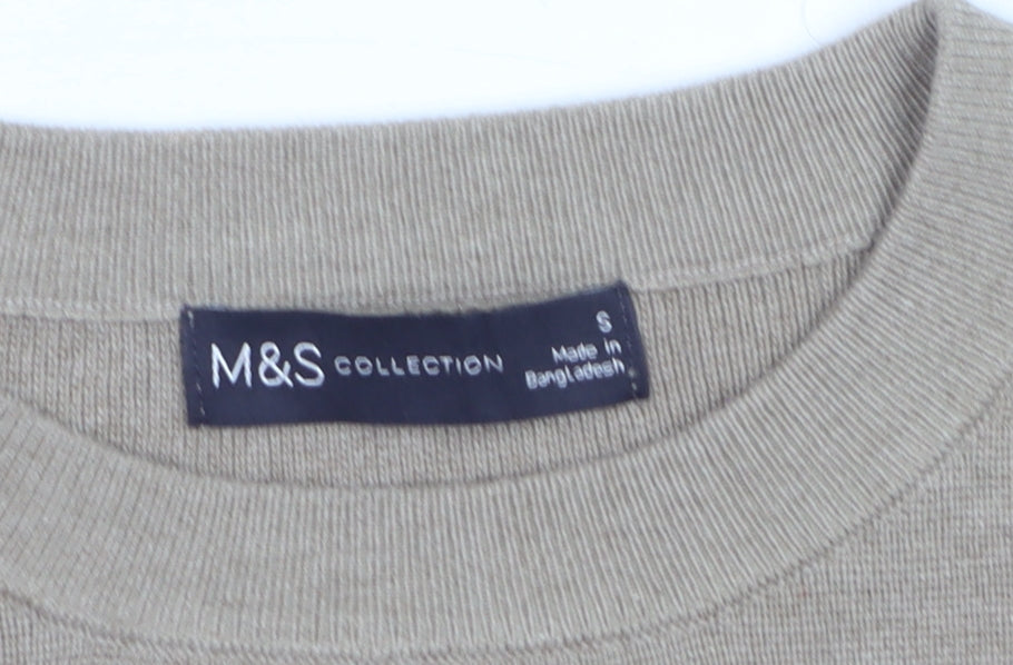 Marks & Spencer Women's Beige Striped Knit Jumper Size S