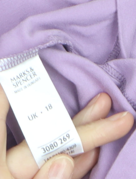 Marks and Spencer Womens Purple Embroidered V-Neck Sleeveless T-Shirt Size 18