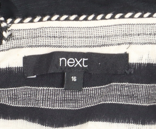 Next Womens Black Linen Blend Slip Dress Size 16 Summer Strappy