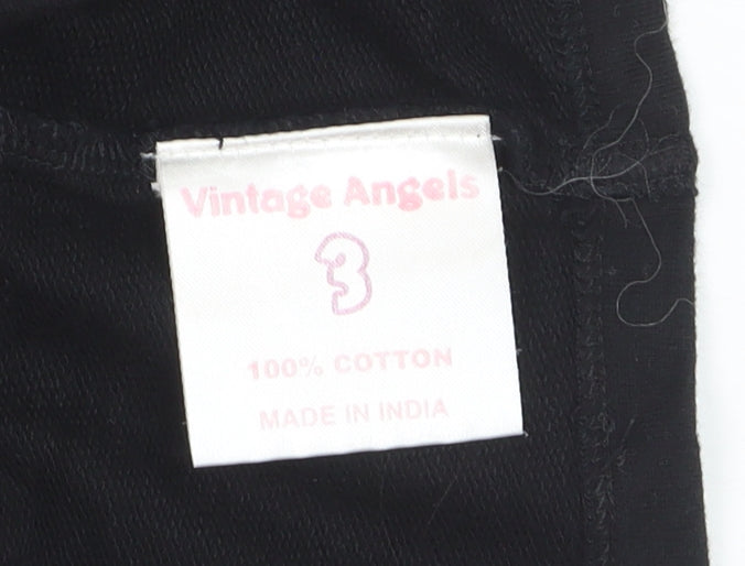 Vintage Angels Girls Black Cotton Shrug with Gold Buttons Age 3