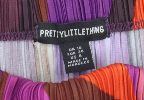 PRETTYLITTLETHING Women’s Multicoloured Pleated Short Skirt Size 10