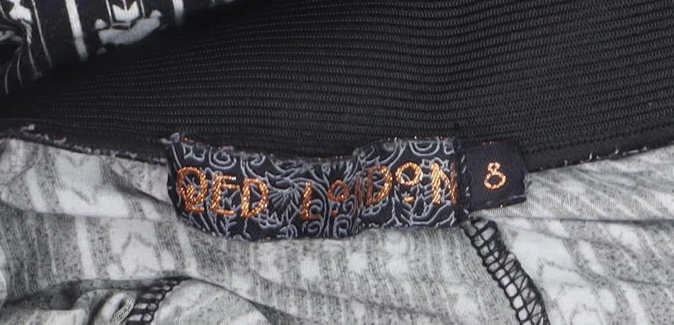 QED London Women’s Black Geometric Flared Trousers Size 8