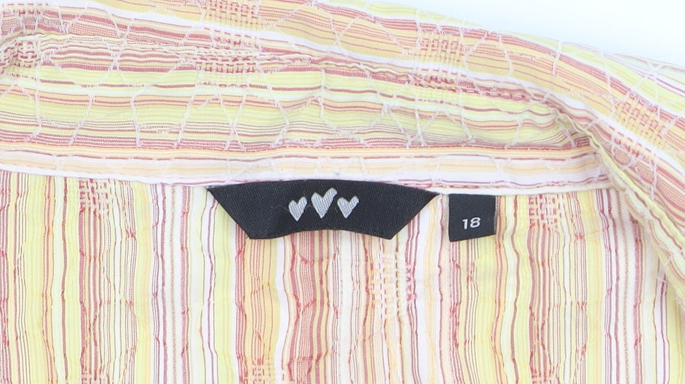 ♥♥♥ Women’s Multicoloured Striped Collared Button-Up Shirt Size 18