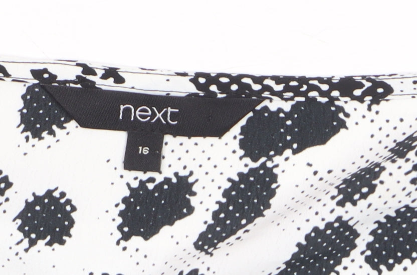 Next Womens Black Animal Print V-Neck Wrap Blouse Size 16