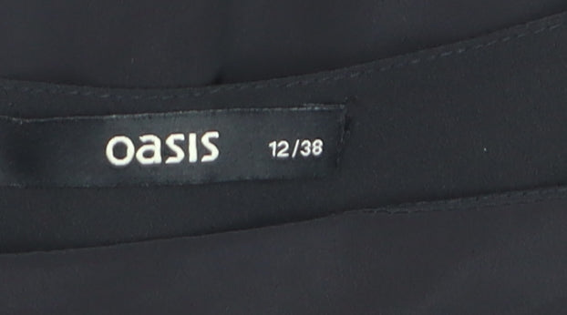 Oasis Women Black Size 12 Beaded Sheath Party Dress