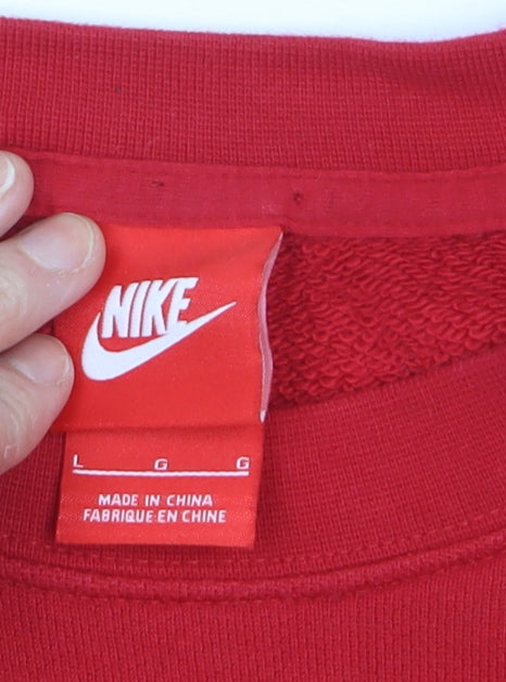 Nike Men's Red Pullover Sweatshirt L Zip Detail Track & Field