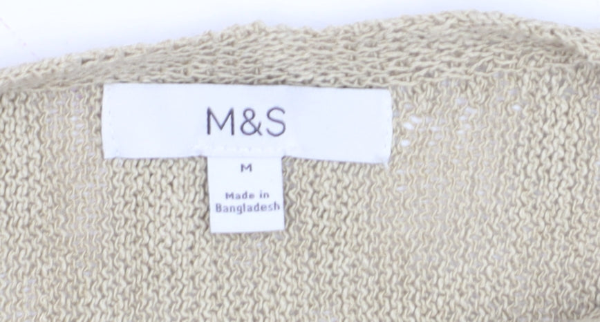 Marks & Spencer Women Beige M Relaxed Knit Pullover Jumper