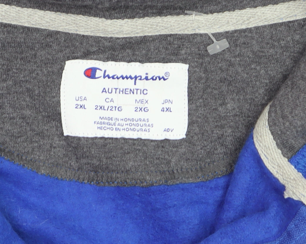 Champion Men's Blue 2XL Half Zip Fleece Hoodie