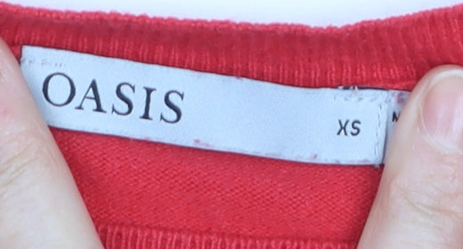 Oasis Womens Red Heart Detail Knit Jumper XS