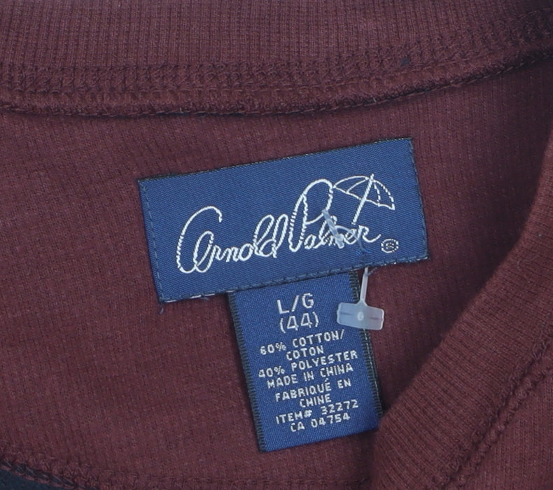 Arnold Palmer Men's Brown V-Neck Pullover Jumper Size L Cotton Blend