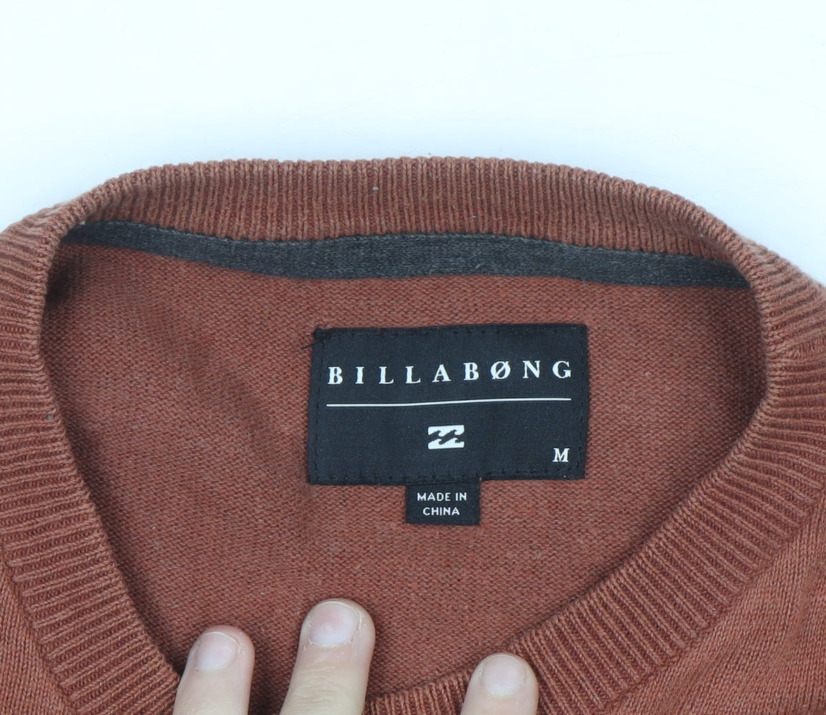 Billabong Men's Brown Cotton Crew Neck Pullover Jumper Size M