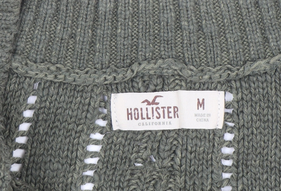 Hollister Women’s Green Open Knit Sleeveless Pullover Jumper M