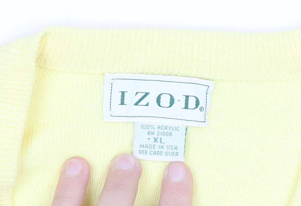 Izod Men's Yellow Acrylic V-Neck Sleeveless Jumper XL