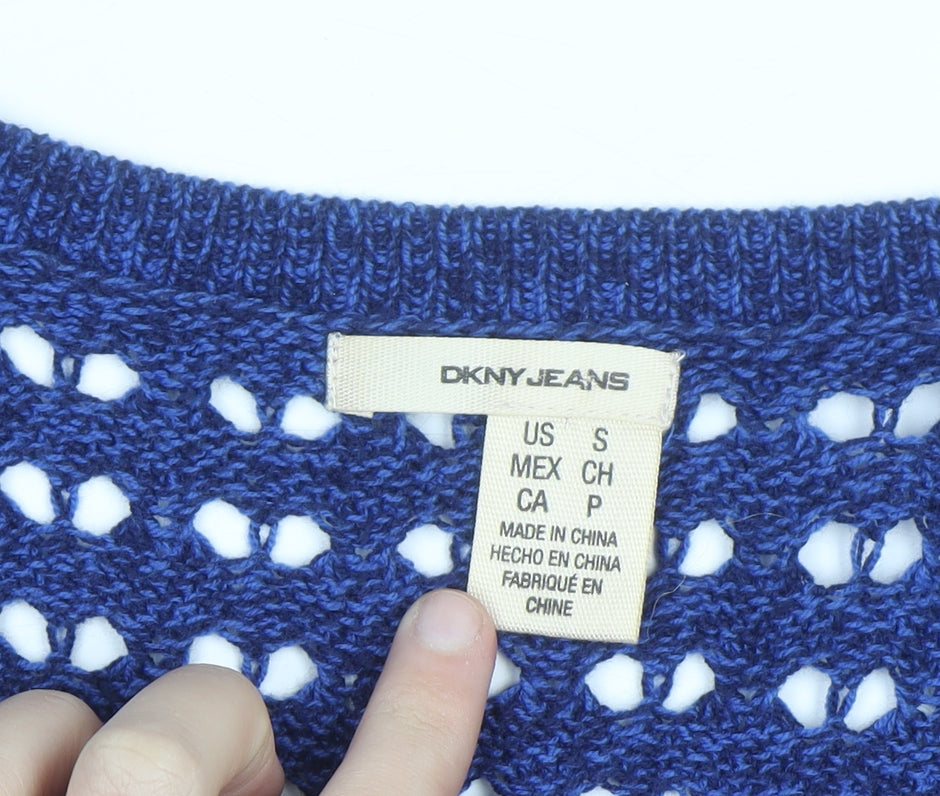 DKNY Jeans Women's Blue Open Knit Cardigan Size S