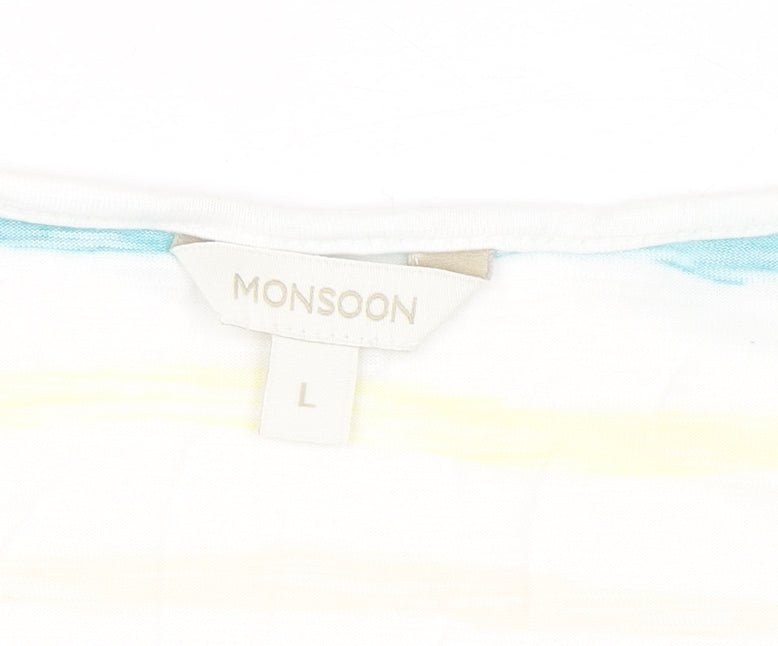 Monsoon Women’s Multicoloured Striped Viscose T-Shirt Size L